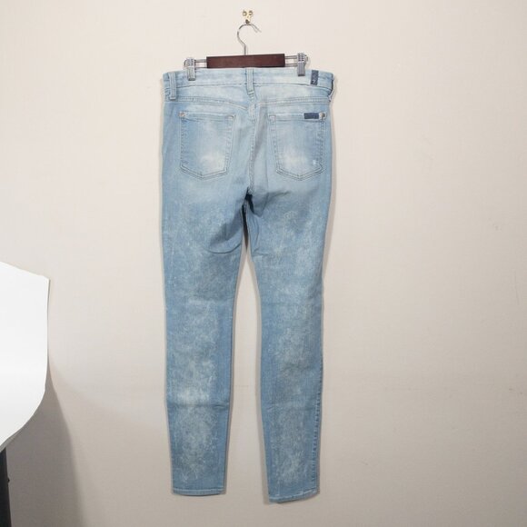 7 For All Mankind Bleach Wash Skinny Jean SZ 29 Punk Trendy 32 L Tall Faded - Picture 3 of 13